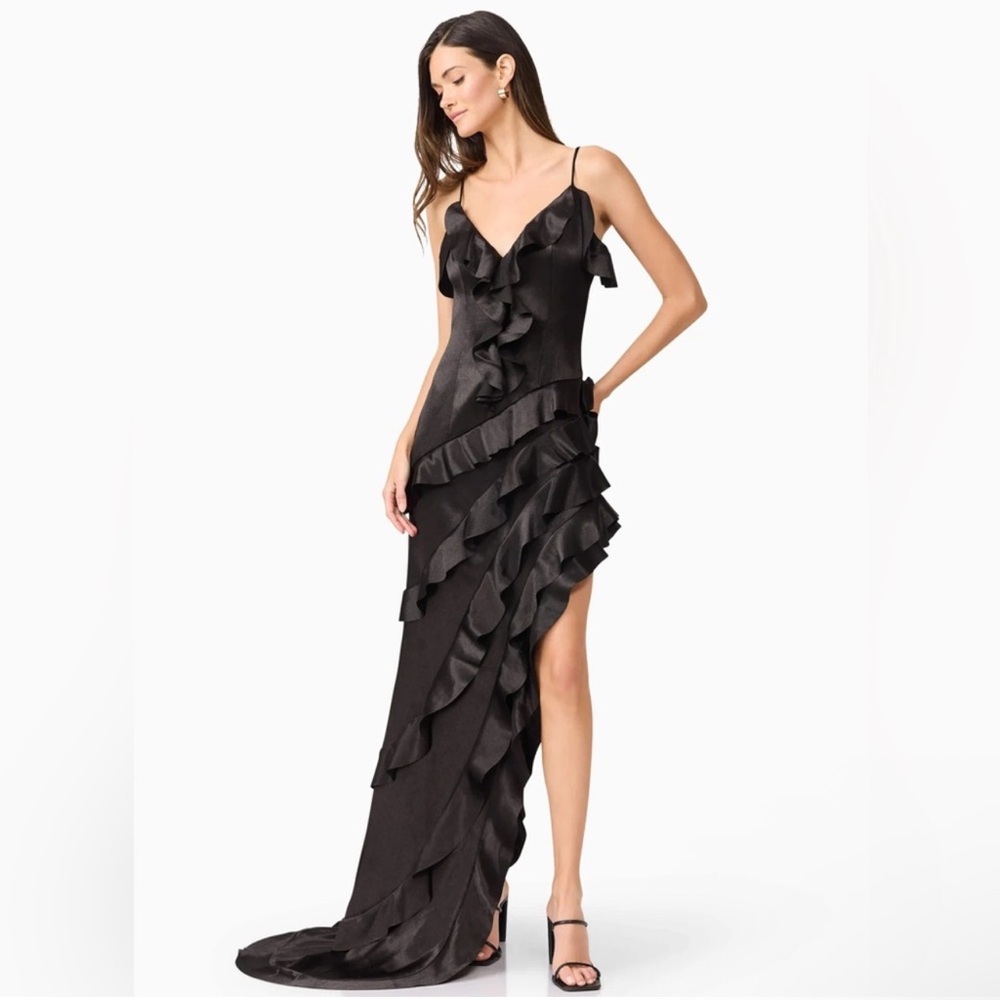 Elliatt Kyla Asymmetrical Maxi Dress In Black